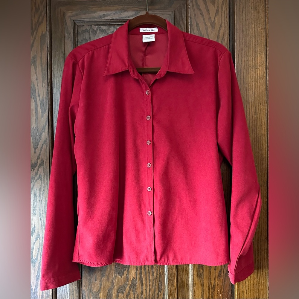Willow Bay Women’s Red Button-Up Blouse, Size Small